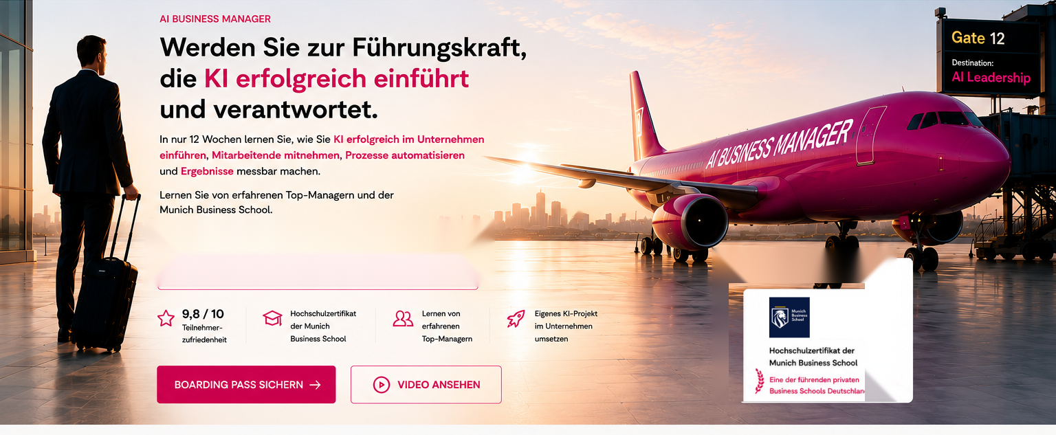AI Business Manager: Werden Sie zur Führungskraft, die KI erfolgreich einführt und verantwortet.